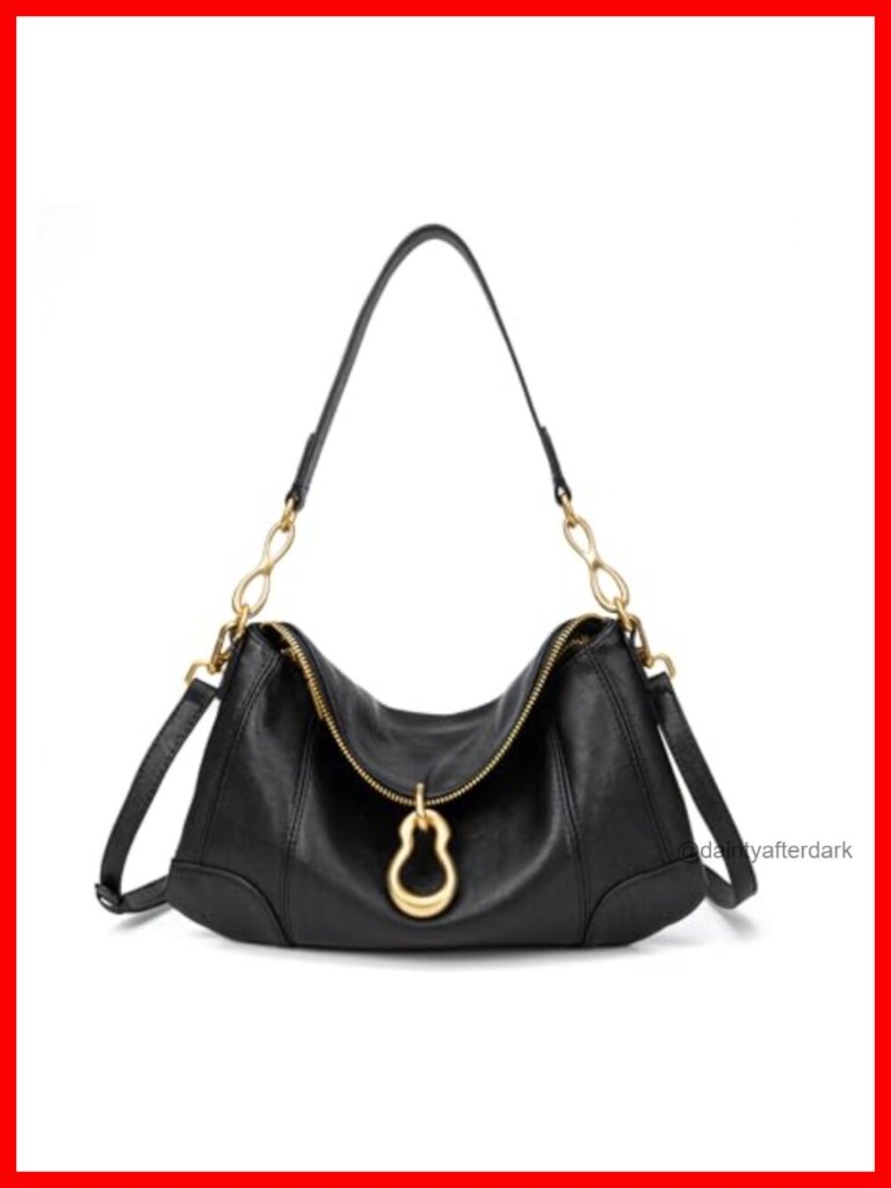 Small Hobo Shoulder Bag PU Leather Retro Metal Pendant Satchel Purse